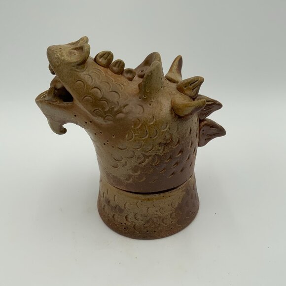 RARE Japanese Makers Marked Ceramic Dragon Incense Burner 2 Pcs - Picture 8 of 12